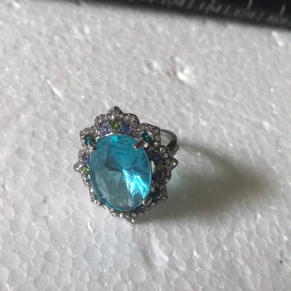 Blue quartz silver ring